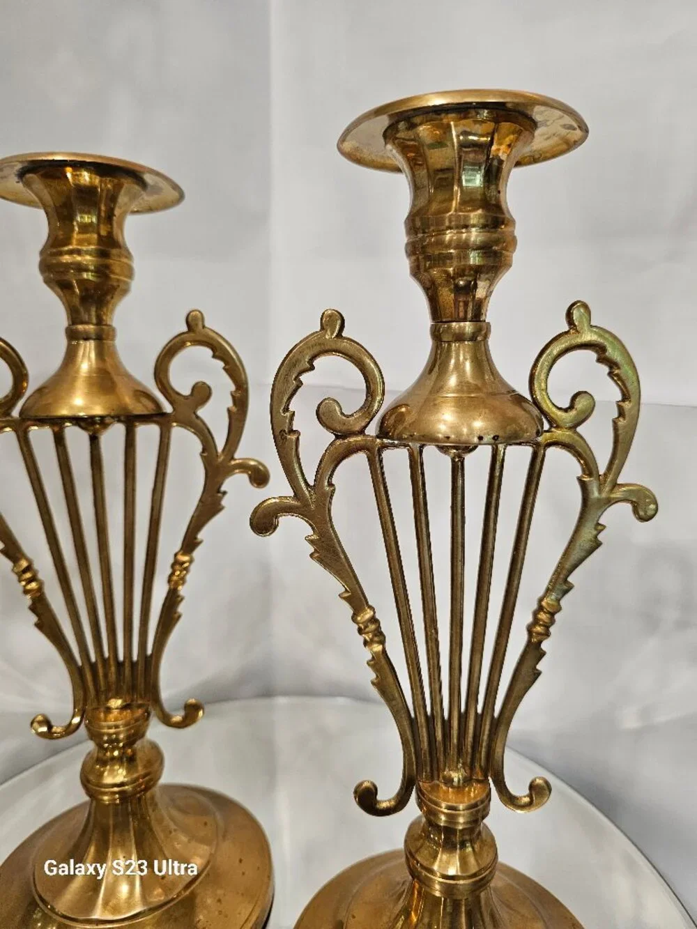 Pair of Large Vintage Brass Candle Stick Holders